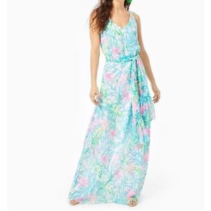 Lilly Pulitzer Lani Maxi Dress Coral Bay MEDIUM